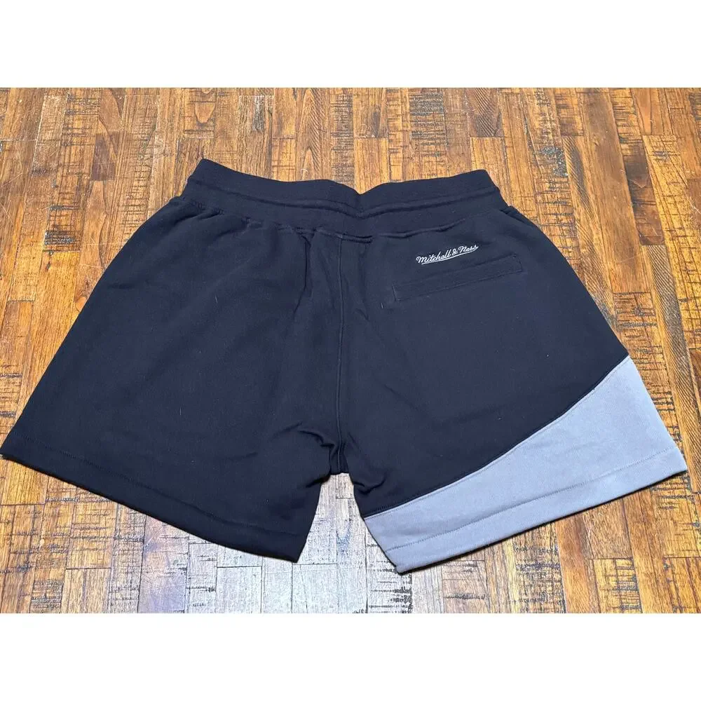 Mitchell & Ness Branded Essentials Fleece Shorts Drawstring Black Gray Men L New